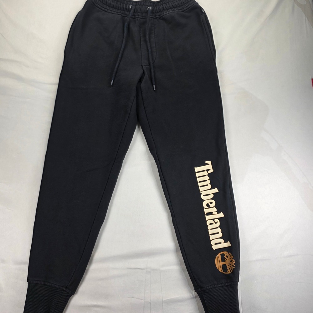 Timberland Mens Black Fleece Jogger Sweatpants Logo Print Size XS